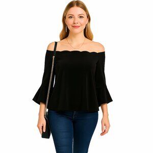 Prelude Prelude Scalloped Off-The-Shoulder Top